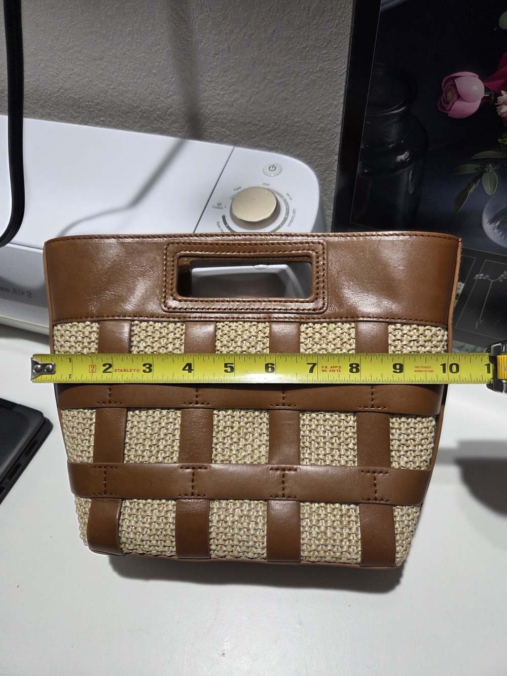 Talbots Woven Straw and Brown Leather Handle Tote - Picture 5 of 7